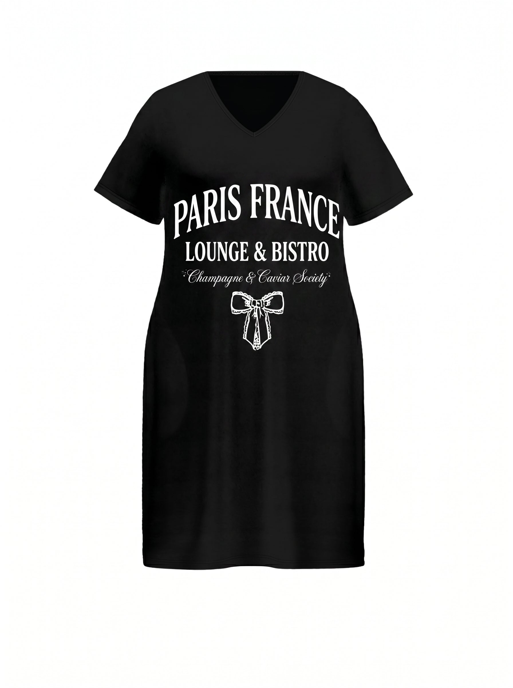 Casual Graphic V Neck T-Shirt Dress
