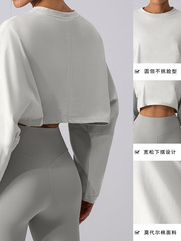 Oversized Cropped Long Sleeve Workout Tee
