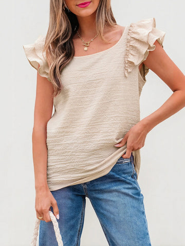 Ruffled Sleeve Sleeveless Top