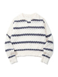 Striped Textured Collared Knit Pullover