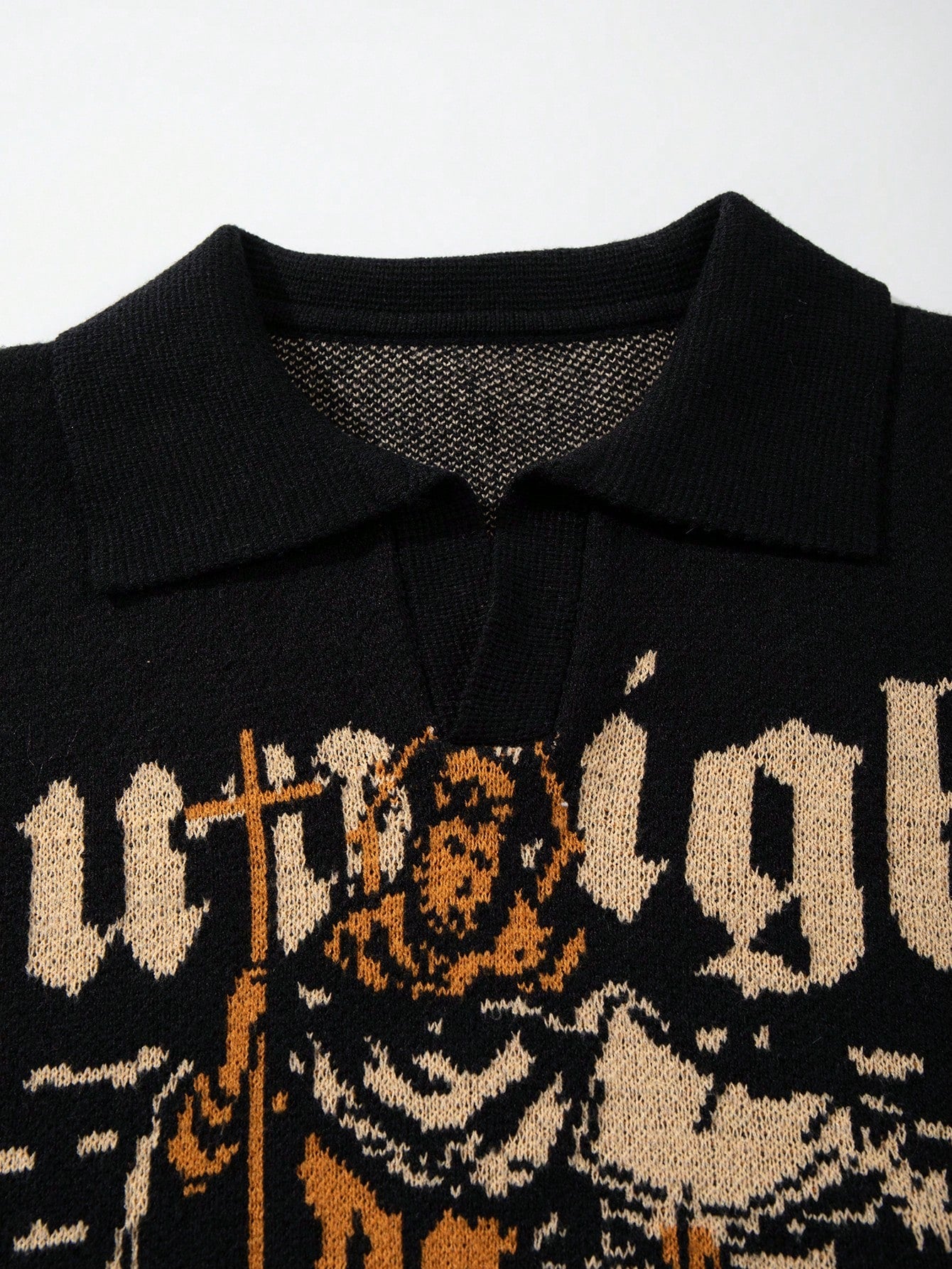 Oversized Graphic Polo Knit Sweater