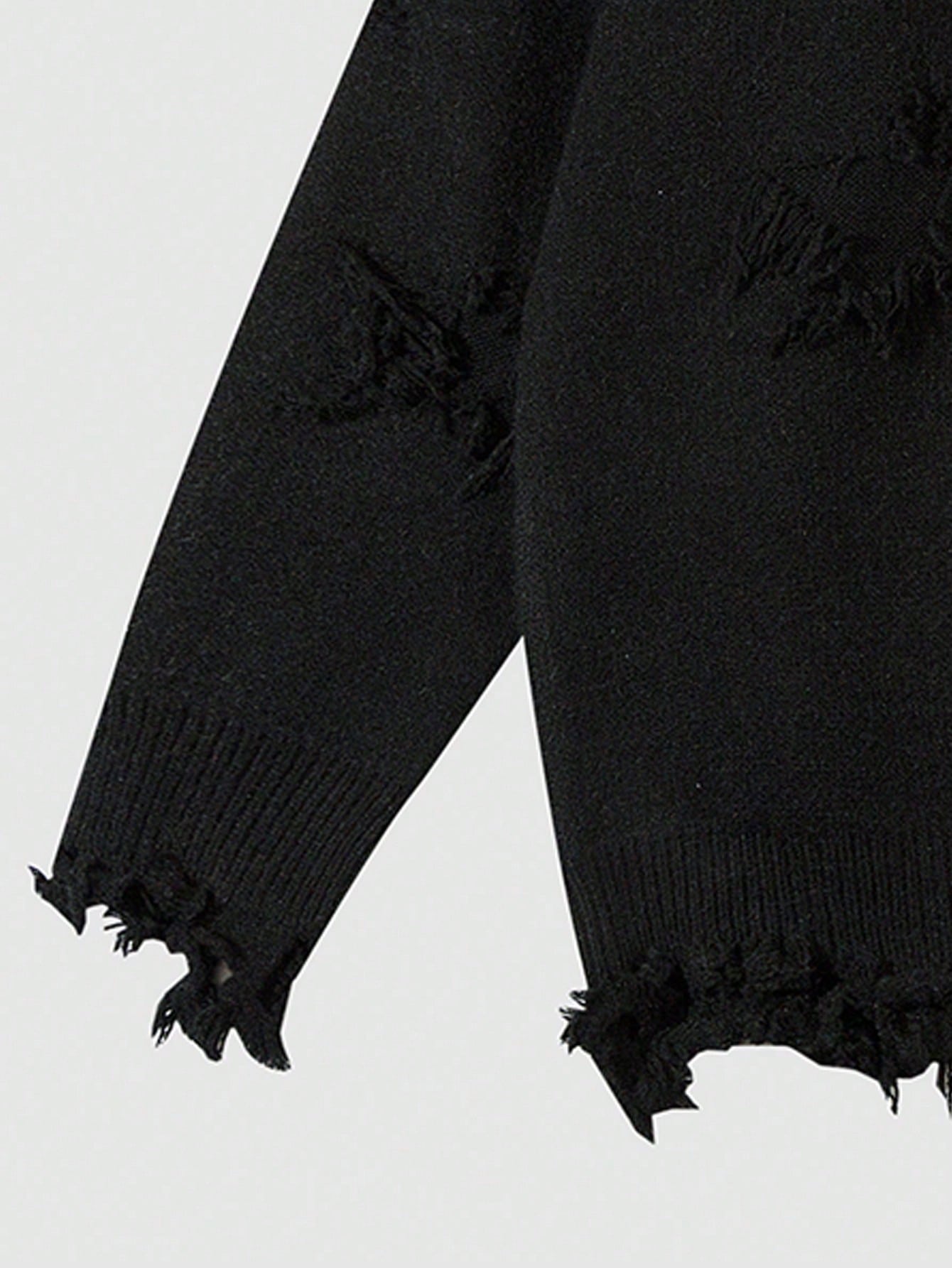 Distressed Oversized Graphic Knit Sweater