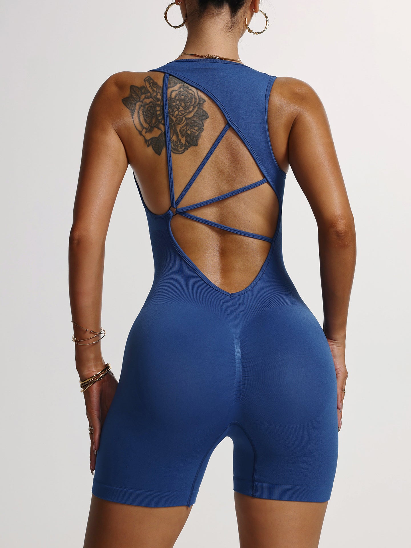 Form-Fitting Active Romper-Multicolor