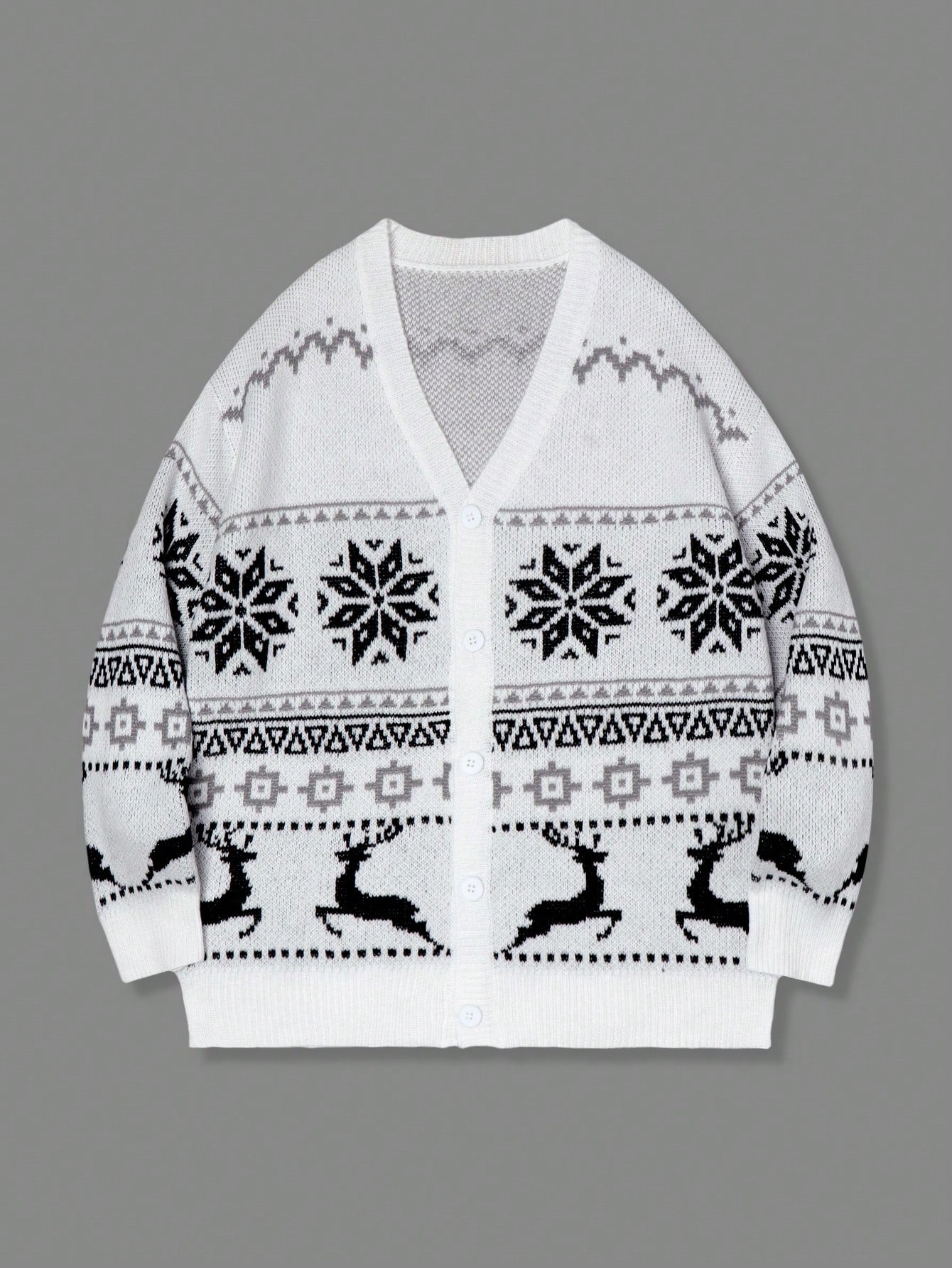 Cozy Oversized Reindeer Christmas Cardigan