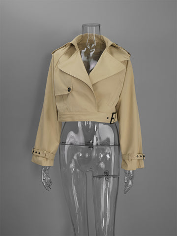 Cropped Belted Utility Trench Coat