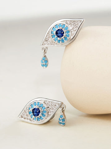 Dainty Gold Evil Eye Stud Earrings