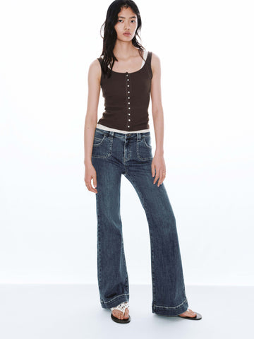 2 In 1 Button Detail Sleeveless T-Shirts