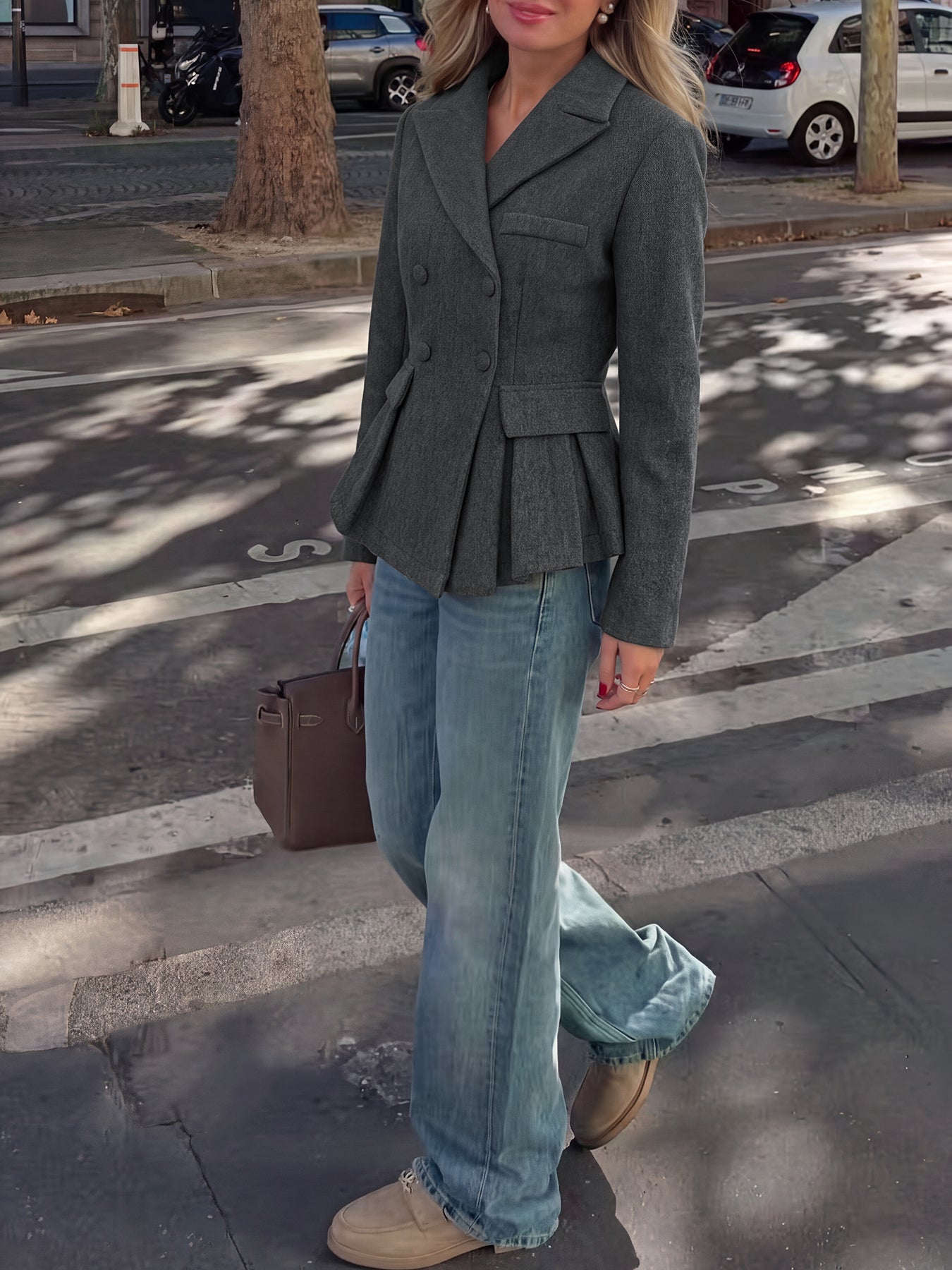 Tailored Peplum Double Breasted Blazer