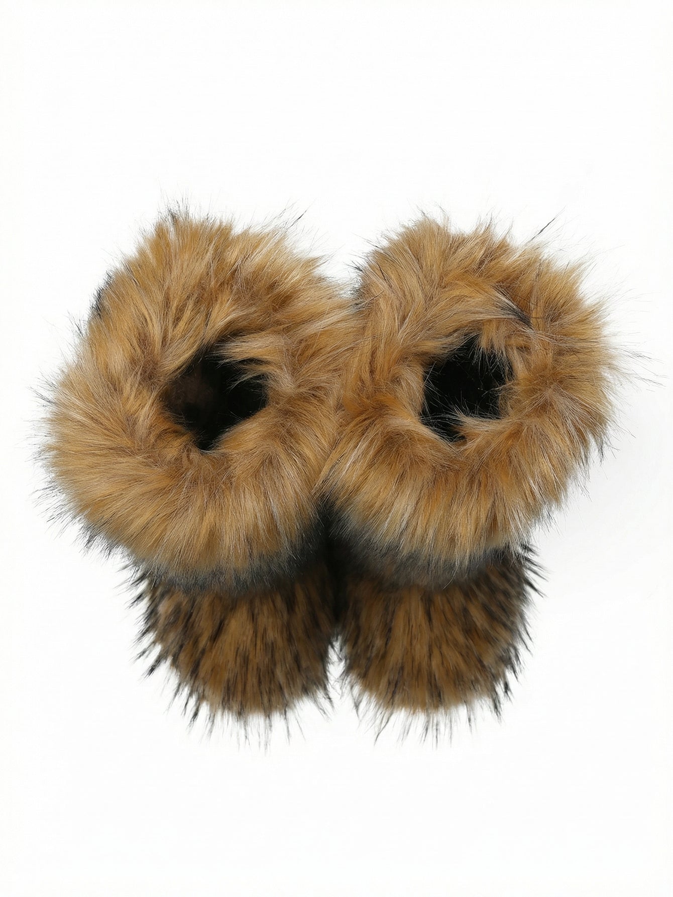 Plush Faux Fur Slip-On Design Cozy Boot-Brown