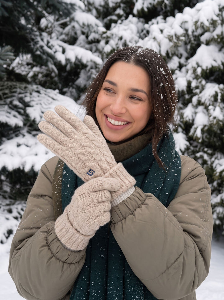 Fleece-lined Cozy Cable Knit Winter Gloves