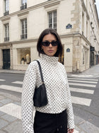 Polka Dot Cropped Stand Collar Jacket