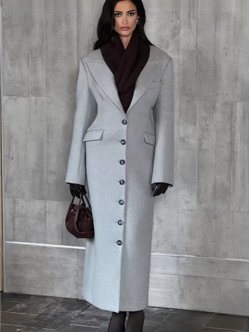 Tailored Slim Fit Long Wool Coat