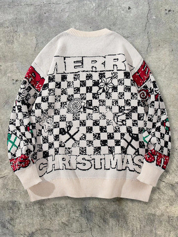 Oversized Graphic Snowman Christmas Sweater