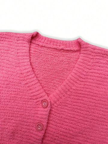 Cozy Soft Pink Button Cardigan
