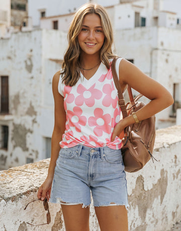 Floral V Neck Knit Tank