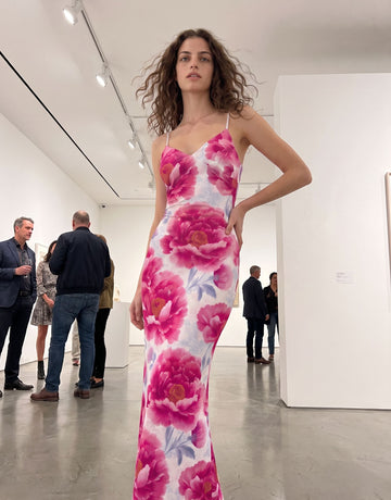Theresa Vigil's Pink Peony Print Maxi Dress