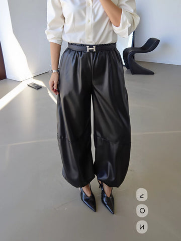 High Waisted Faux Leather Balloon Pants