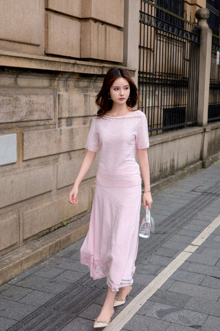 Elegant Textured A Line Midi Skirt
