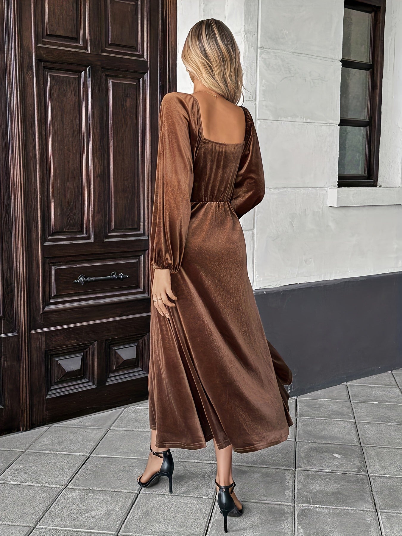 Elegant Velvet Wrap Midi Dress