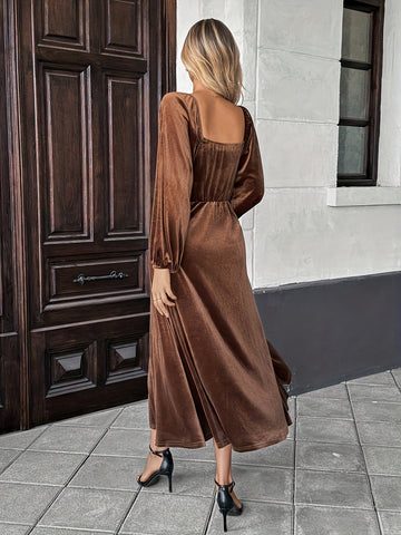 Elegant Velvet Wrap Midi Dress