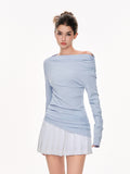 Ruched Off Shoulder Long Sleeve Tee