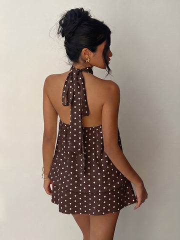 Polka Dot Halter Mini Dress