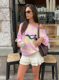 Off Shoulder Graphic Print Sweater