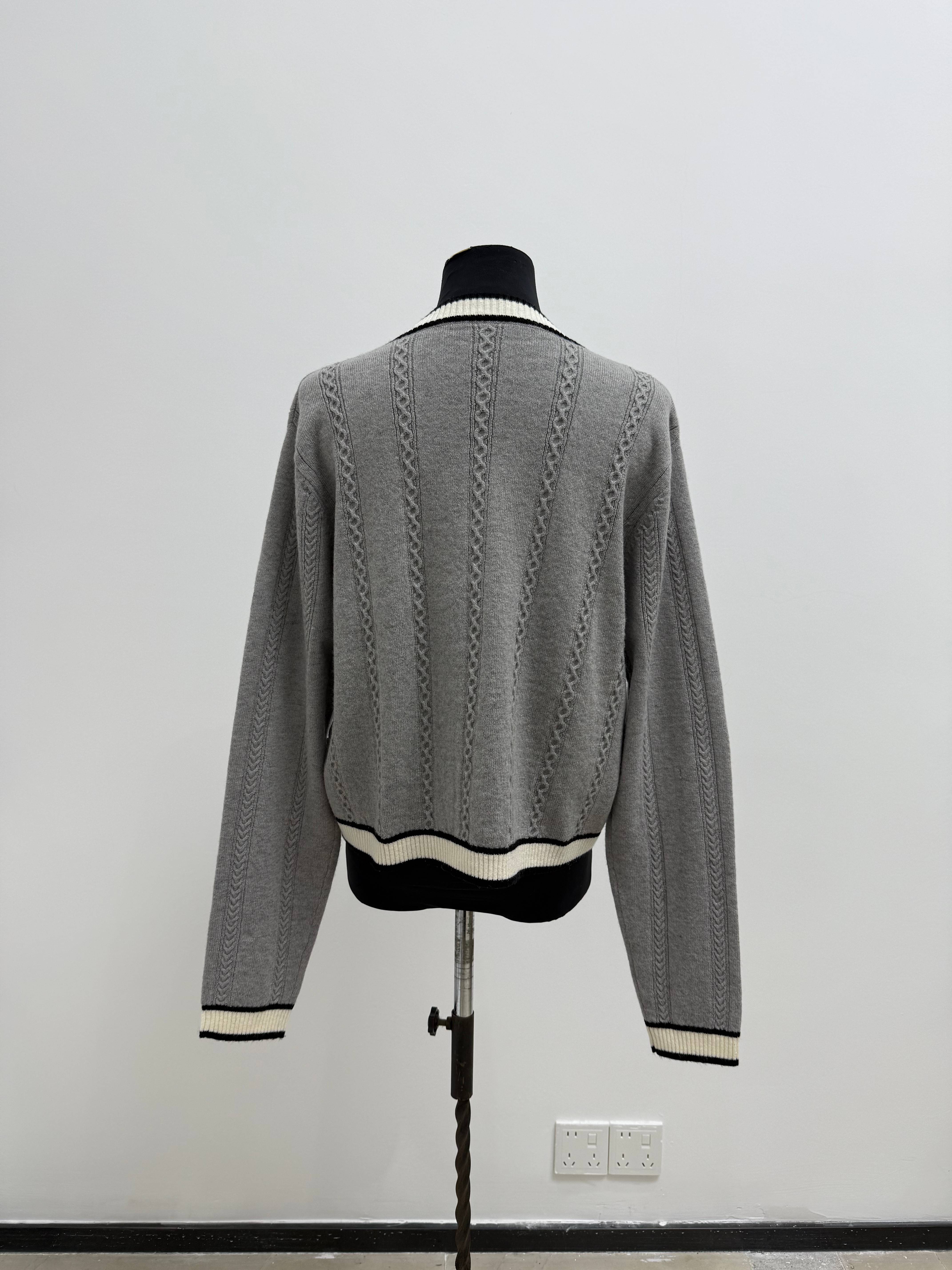 Contrast Trim Cable Knit Cardigan