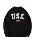 Oversized USA Graphic Knit Pullover Sweater