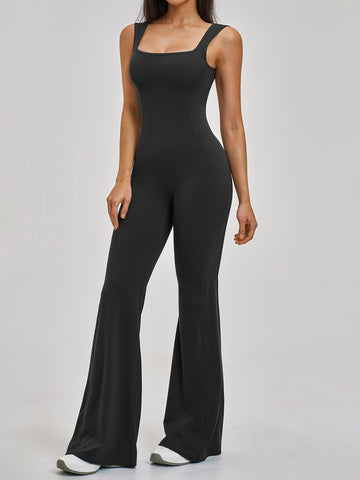 Backless Sculpting Flare Leg Jumpsuit