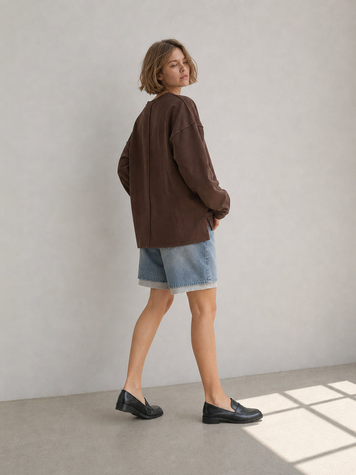 Oversized Seamed Long Sleeve T Shirt