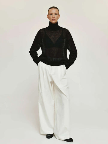 Sheer Lightweight Mock Neck Sweater