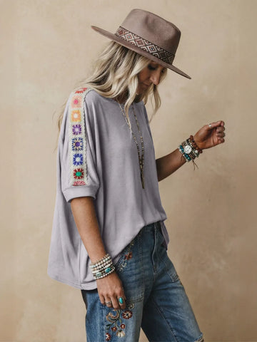 Crochet Trim Casual T-Shirt