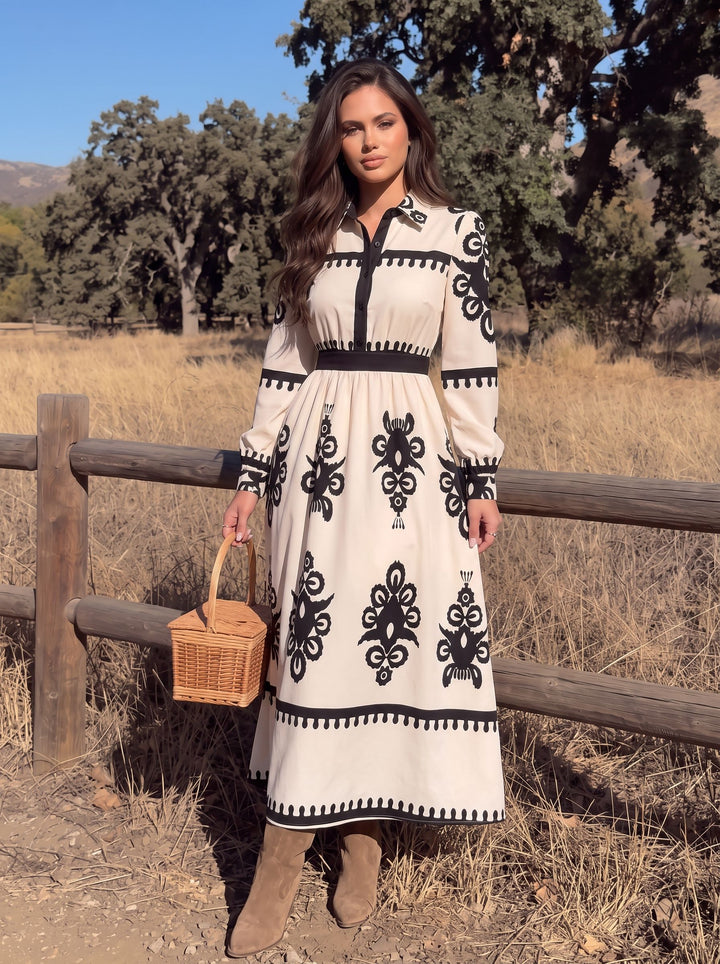 Boho Printed Belted Maxi Dress