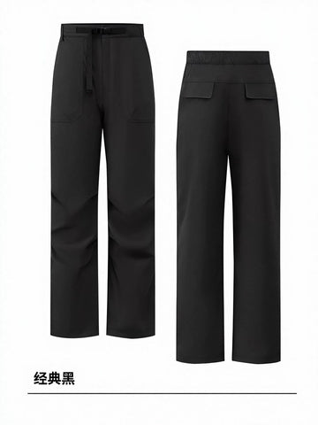 High Waisted Casual Belted Pants