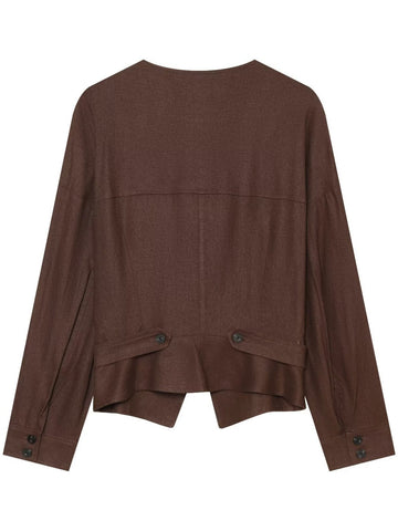 Asymmetric Button Linen Blend Jacket