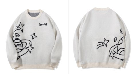 Oversized Graphic Planet Knit Sweater