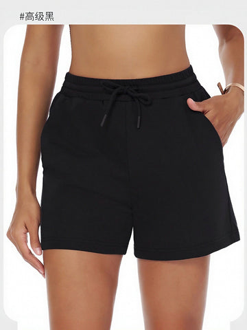 High Waisted Side Pockets Athletic Shorts