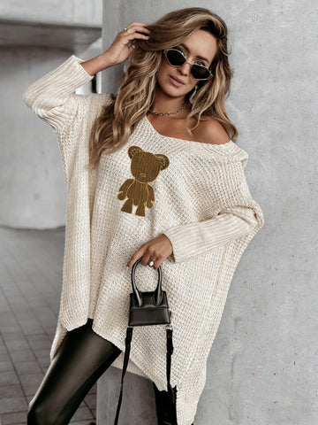Oversized Teddy Graphic Knit Sweater