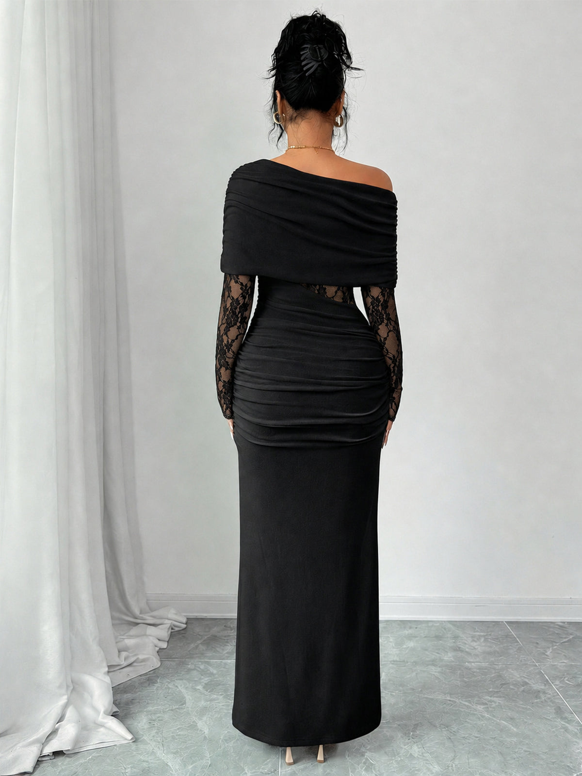 Off Shoulder Lace Maxi Dress