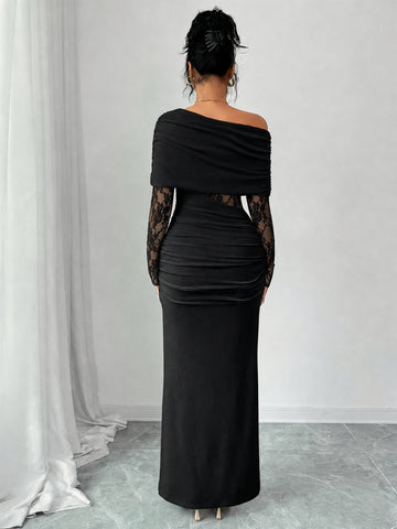 Off Shoulder Lace Maxi Dress