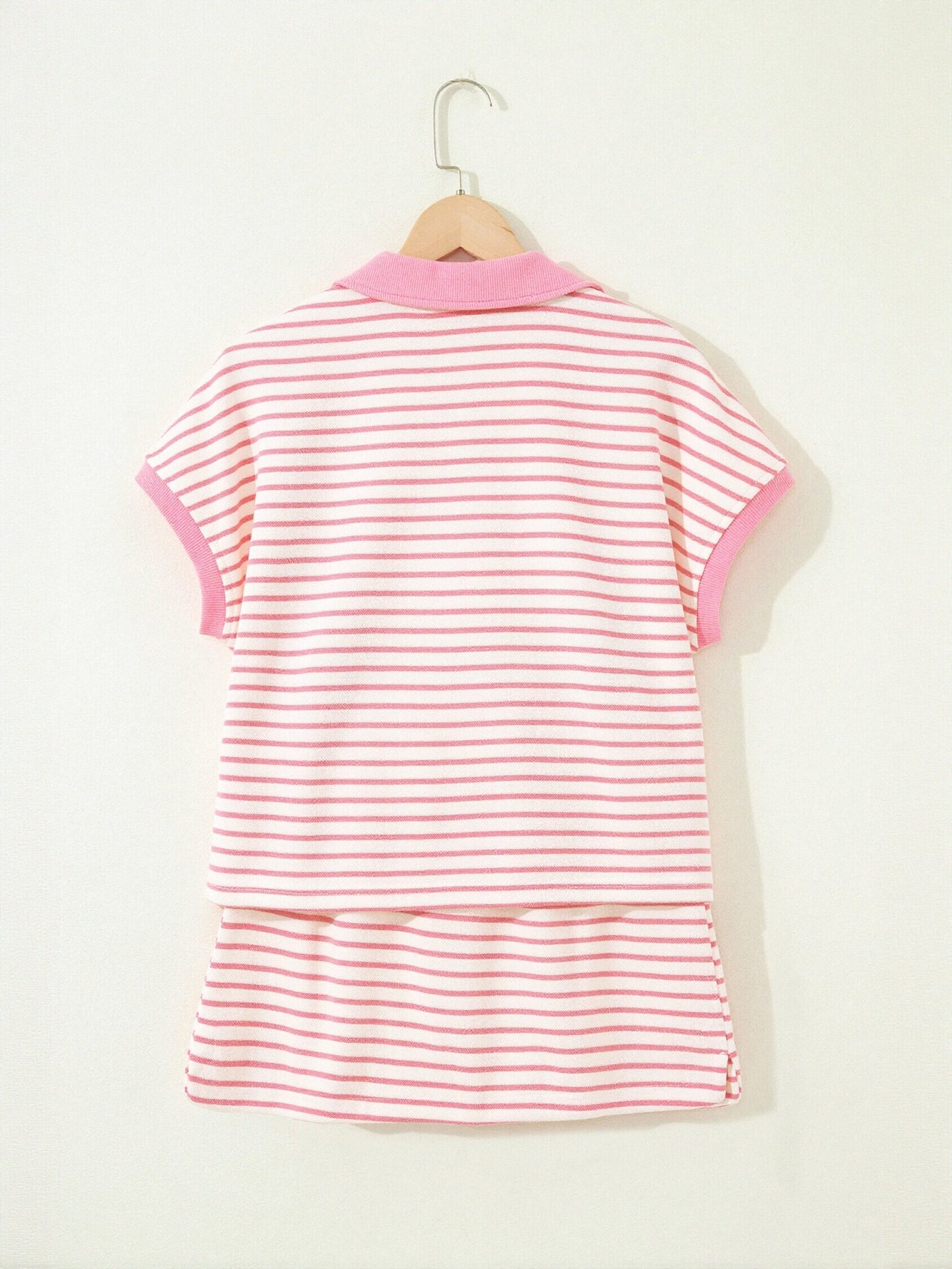 Preppy Striped Polo Skirt Set