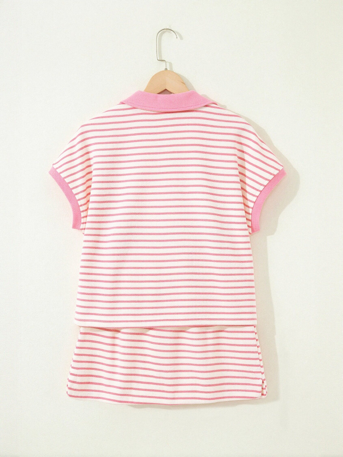 Preppy Striped Polo Skirt Set
