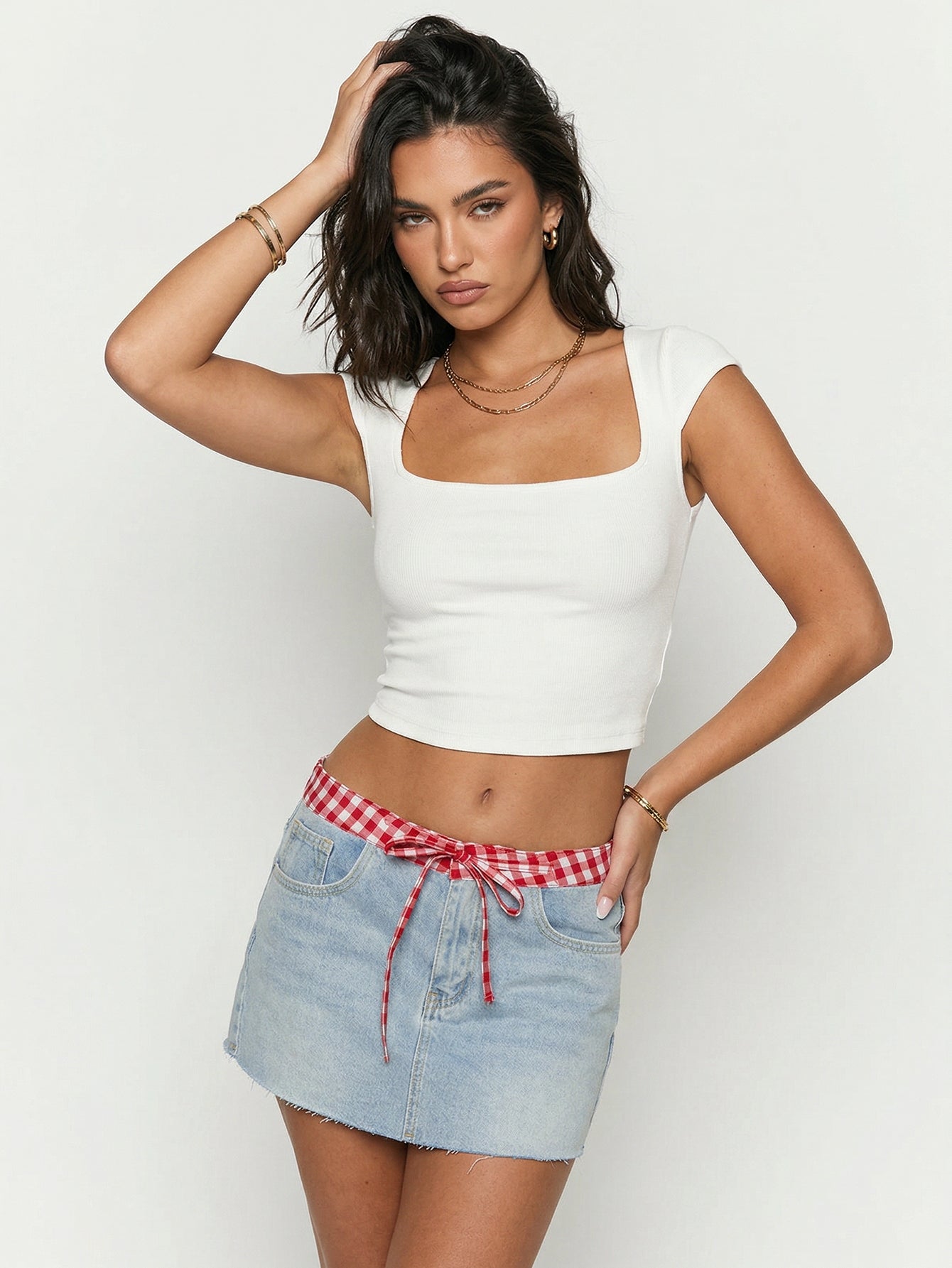 Low Stretch Denim Mini Skirt
