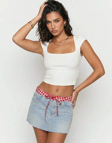 Low Stretch Denim Mini Skirt