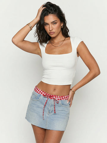 Low Stretch Denim Mini Skirt