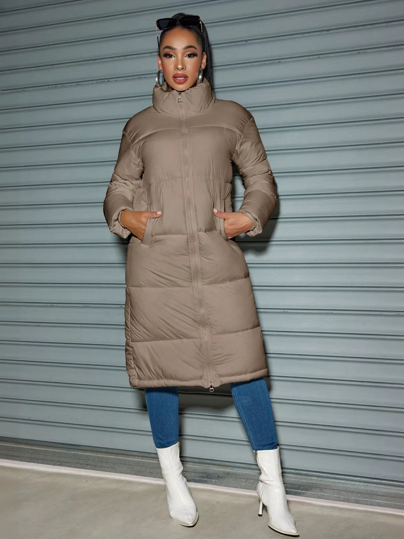 Slim Fit Long Puffer Coat