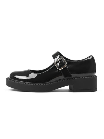 Glossy Platform Buckle Mary Jane Shoes