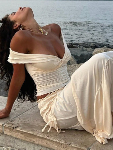 Off Shoulder Boho Maxi Skirt Set