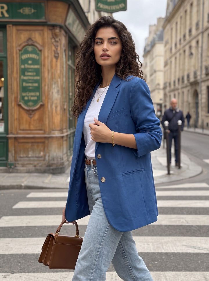 Oversized Relaxed Fit Single Button Blazer
